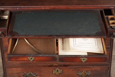 Lot 1509 - AN UNUSUAL GEORGE II MAHOGANY SMALL CHEST OF DRAWERS