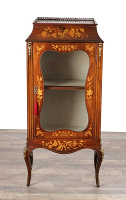 Lot 1638 - A LATE 19TH CENTURY FRENCH MARQUETRY INLAID ROSEWOOD DISPLAY CABINET