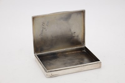 Lot 77 - AN EARLY 20TH CENTURY SILVER CIGARETTE BOX WITH ENAMEL INITIALS