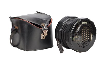 Lot 1466 - A 20TH CENTURY LACHENAL & CO EDEOPHONE CONCERTINA IN LEATHER TRAVELLING CASE
