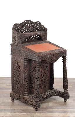 Lot 788 - A 19TH CENTURY ANGLO INDIAN CARVED HARDWOOD DAVENPORT