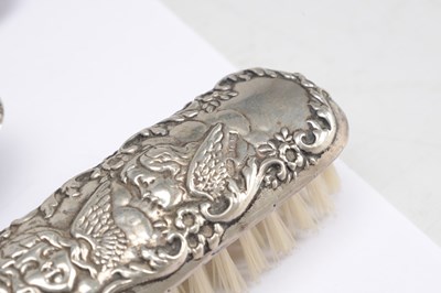 Lot 72 - A COLLECTION OF MID 20TH CENTURY ENGLISH SILVER-MOUNTED DRESSING TABLE PIECES