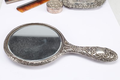Lot 72 - A COLLECTION OF MID 20TH CENTURY ENGLISH SILVER-MOUNTED DRESSING TABLE PIECES