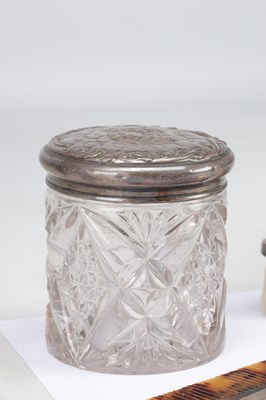 Lot 72 - A COLLECTION OF MID 20TH CENTURY ENGLISH SILVER-MOUNTED DRESSING TABLE PIECES