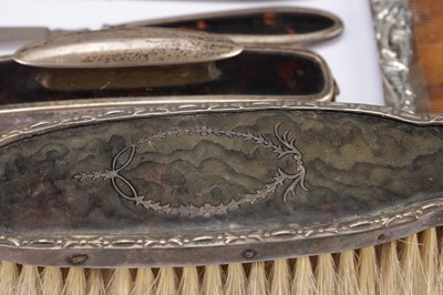 Lot 47 - A COLLECTION OF LATE 19TH TO EARLY 20TH CENTURY ENGLISH SILVER-MOUNTED TOILET AND STATIONERY ITEMS