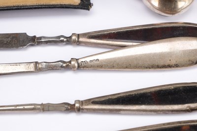 Lot 47 - A COLLECTION OF LATE 19TH TO EARLY 20TH CENTURY ENGLISH SILVER-MOUNTED TOILET AND STATIONERY ITEMS