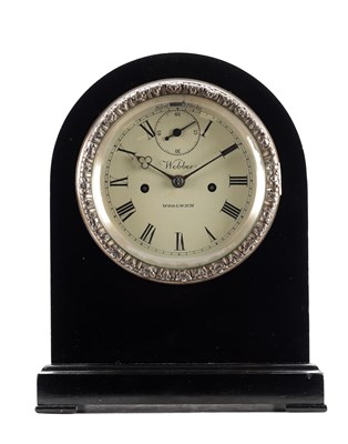 Lot 1267 - WEBBER, WOOLWICH A 19TH CENTURY EBONISED DOUBLE FUSEE MANTEL CLOCK
