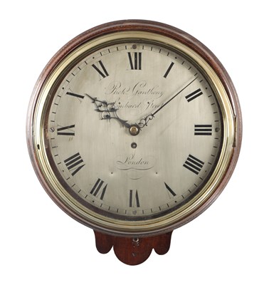 Lot 1310 - RICHARD GANTHONY, LOMBARD STREET, LONDON. A GEORGE III MAHOGANY SILVERED DIAL VERGE DIAL CLOCK