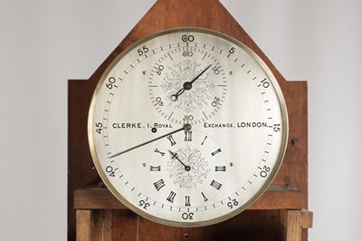 Lot CLERKE, 1 ROYAL EXCHANGE, LONDON. A FINE CARVED OAK GOTHIC STYLE REGULATOR LONGCASE CLOCK IN THE MANNER OF PUGIN