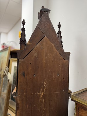 Lot CLERKE, 1 ROYAL EXCHANGE, LONDON. A FINE CARVED OAK GOTHIC STYLE REGULATOR LONGCASE CLOCK IN THE MANNER OF PUGIN