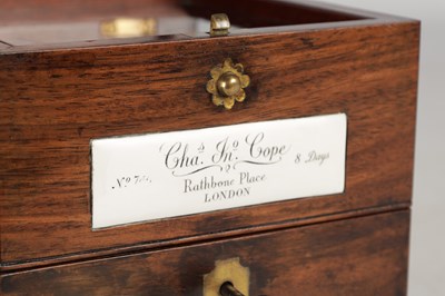 Lot 1349 - CHARLES JOHN COPE, RATHBONE PLACE, LONDON A RARE EARLY 19TH CENTURY EIGHT-DAY MARINE CHRONOMETER WITH ENAMEL DIAL
