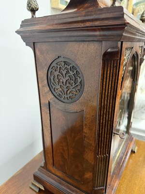 Lot 1187 - JOHN JARVIS, ST. JAMES STREET, LONDON. AN ENGLISH GEORGE III FLAMED MAHOGANY EIGHT-DAY BELL TOP VERGE BRACKET CLOCK