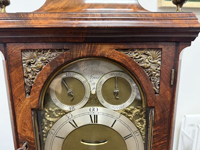 Lot 1187 - JOHN JARVIS, ST. JAMES STREET, LONDON. AN ENGLISH GEORGE III FLAMED MAHOGANY EIGHT-DAY BELL TOP VERGE BRACKET CLOCK