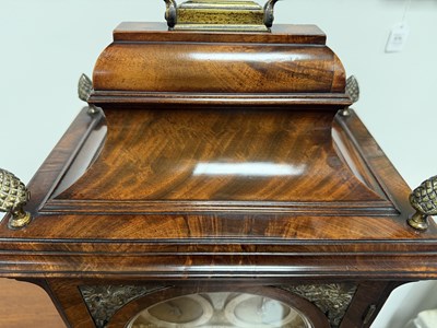 Lot 1187 - JOHN JARVIS, ST. JAMES STREET, LONDON. AN ENGLISH GEORGE III FLAMED MAHOGANY EIGHT-DAY BELL TOP VERGE BRACKET CLOCK