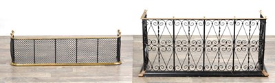 Lot 1152 - TWO BRASS AND IRONWORK FIRESIDE FENDERS
