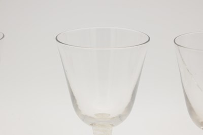 Lot THREE 18TH/19TH CENTURY ENGLISH GLASS WINE GLASSES WITH OPAQUE TWIST STEMS