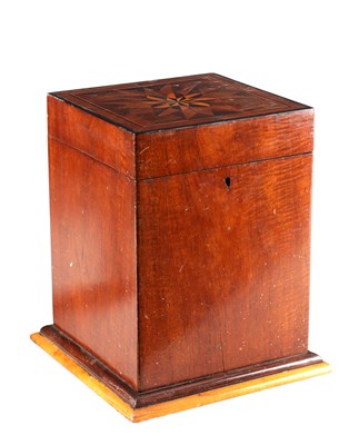 Lot 1403 - A GEORGE III MAHOGANY PARQUETRY INLAID DECANTER BOX