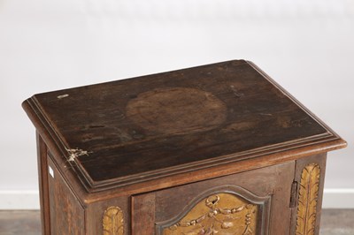 Lot 1524 - A 17TH CENTURY ITALIAN WALNUT AND PARCEL-GILT SIDE CABINET ON STAND