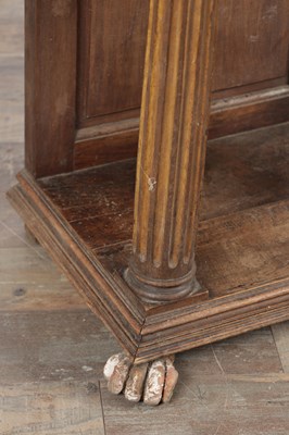 Lot 1524 - A 17TH CENTURY ITALIAN WALNUT AND PARCEL-GILT SIDE CABINET ON STAND