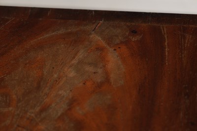 Lot 1602 - A GEORGE III MAHOGANY SERPENTINE SIDE CABINET
