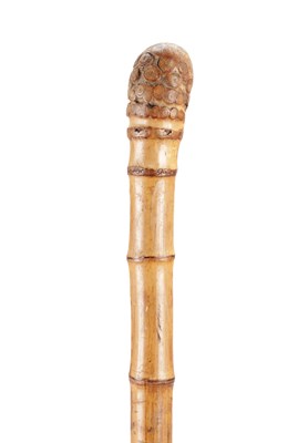 Lot 1442 - A LATE 19TH TO EARLY 20TH CENTURY BAMBOO FISHING ROD WALKING CANE