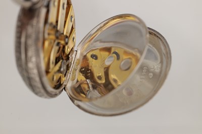 Lot 401 - A LATE 19TH CENTURY CONTINENTAL SILVER CHATELAINE AND A SILVER FOB WATCH