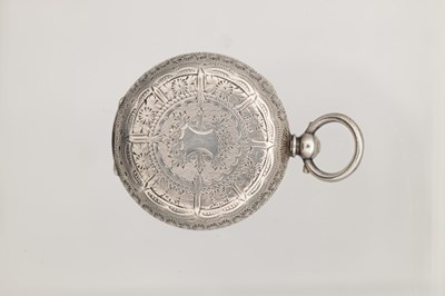 Lot 401 - A LATE 19TH CENTURY CONTINENTAL SILVER CHATELAINE AND A SILVER FOB WATCH