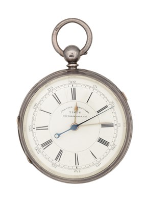Lot 427 - A LATE 19TH CENTURY ENGLISH SILVER LEVER CENTRE SECONDS CHRONOGRAPH POCKET WATCH