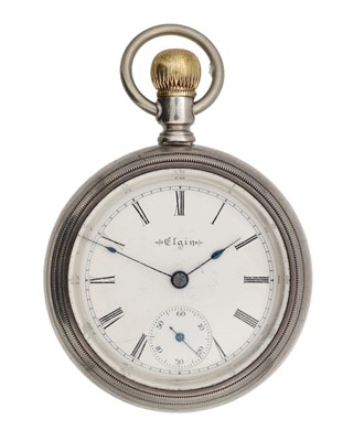 Lot 474 - ELGIN AN AMERICAN SILVER OPEN FACE POCKET WATCH