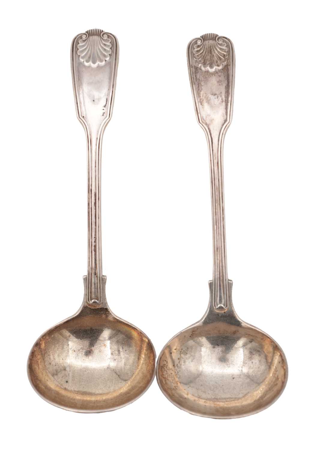 Lot 20 - A PAIR OF VICTORIAN ENGLISH SILVER SAUCE LADLES