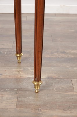 Lot 1604 - A LATE 19TH CENTURY FRENCH MAHOGANY AND BRASS MOUNTED GUERIDON WITH MARBLE TOP AND PIERCED GALLERY