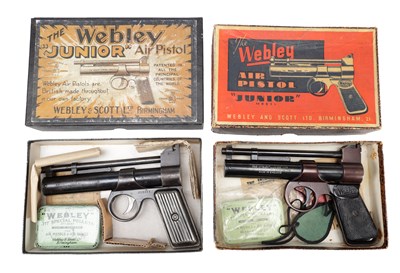 Lot 843 - TWO WEBLEY AND SCOTT .177 "JUNIOR" AIR PISTOLS