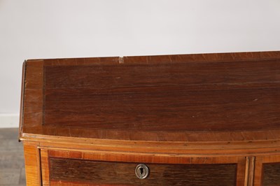 Lot 1537 - AN 18TH CENTURY CONTINENTAL ROSEWOOD AND SATINWOOD CROSS-BANDED BOW-FRONT CHEST OF DRAWERS