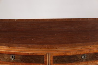Lot 1537 - AN 18TH CENTURY CONTINENTAL ROSEWOOD AND SATINWOOD CROSS-BANDED BOW-FRONT CHEST OF DRAWERS