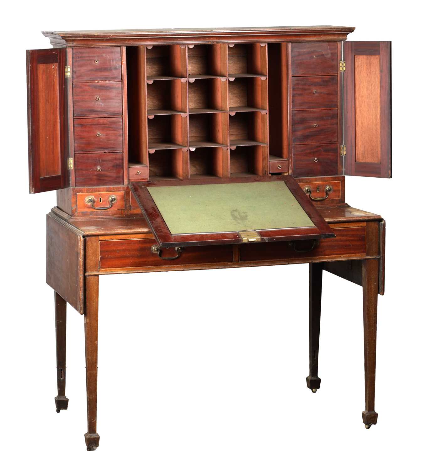 Lot 1546 - A GEORGE III MAHOGANY COUNTRY HOUSE RENT DESK