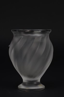 Lot 541 - A LALIQUE FROSTED AND CLEAR MOULDED GLASS ROSINE VASE