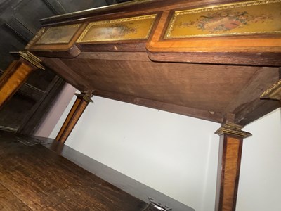 Lot 1535 - A FINE 19TH CENTURY FRENCH ORMOLU MOUNTED KINGWOOD AND PAINTED WRITING CABINET