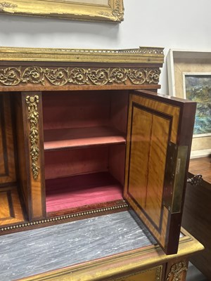 Lot 1535 - A FINE 19TH CENTURY FRENCH ORMOLU MOUNTED KINGWOOD AND PAINTED WRITING CABINET