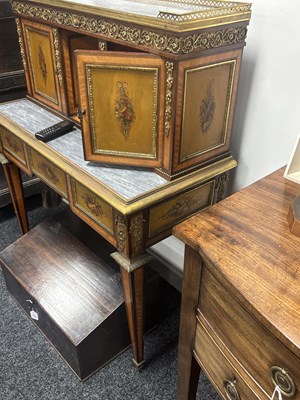 Lot 1535 - A FINE 19TH CENTURY FRENCH ORMOLU MOUNTED KINGWOOD AND PAINTED WRITING CABINET