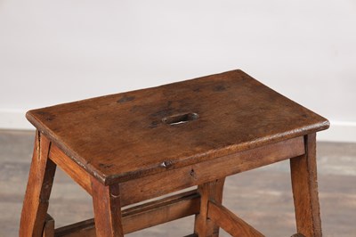 Lot 1581 - A 19TH CENTURY OAK METAMORPHIC STOOL / LIBRARY STEPS