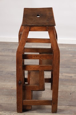 Lot 1581 - A 19TH CENTURY OAK METAMORPHIC STOOL / LIBRARY STEPS