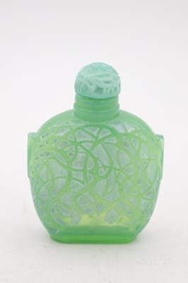 Lot 563 - RENE LALIQUE A LE JADE MOULDED AND FROSTED GREEN GLASS PERFUME BOTTLE