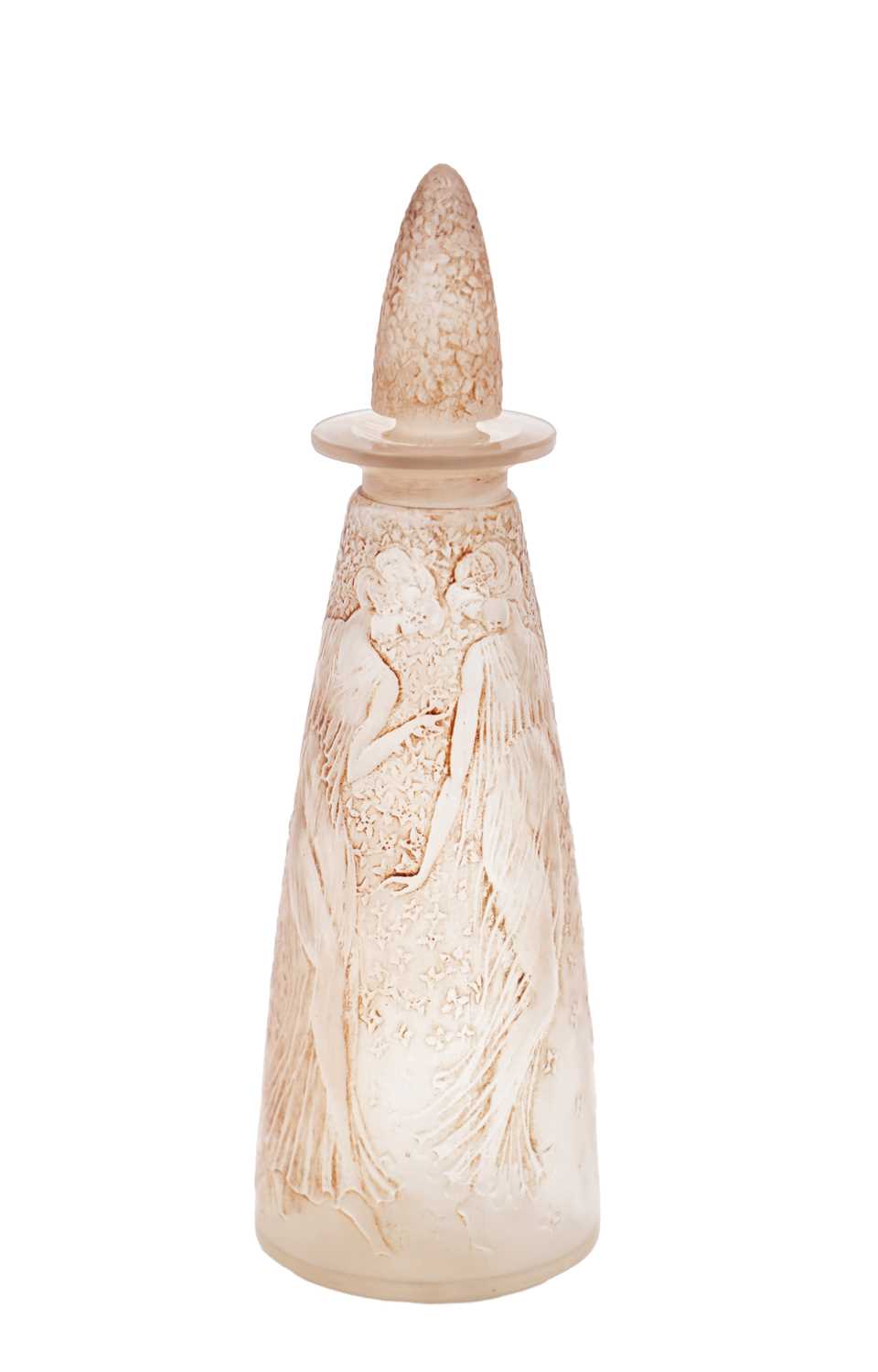 Lot 539 - RENE LALIQUE A SEPIA STAINED FROSTED GLASS POESIE D'ORSAY PERFUME BOTTLE