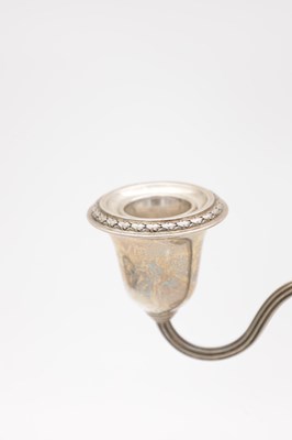 Lot 70 - A SILVER THREE BRANCH CANDELABRA