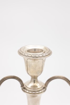 Lot 70 - A SILVER THREE BRANCH CANDELABRA