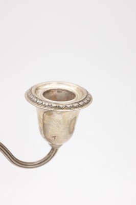 Lot 70 - A SILVER THREE BRANCH CANDELABRA