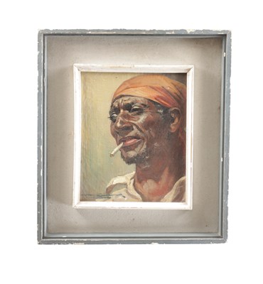 Lot 940 - KAROL KOSSAK AN OIL ON CANVAS HEAD STUDY