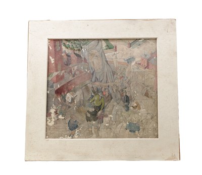 Lot 929 - ATTRIBUTED TO HARRY EPWORTH ALLEN A WATERCOLOUR STREET PROCESSION SCENE