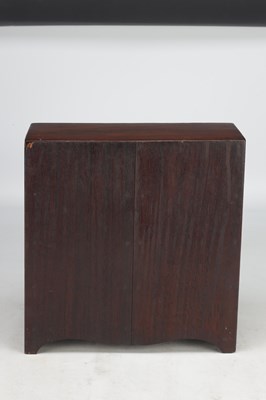 Lot 1597 - A 19TH CENTURY MAHOGANY MINIATURE CHEST OF DRAWERS
