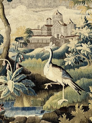 Lot 1122 - A LARGE AND IMPRESSIVE 18TH CENTURY FRENCH VERDURE TAPESTRY